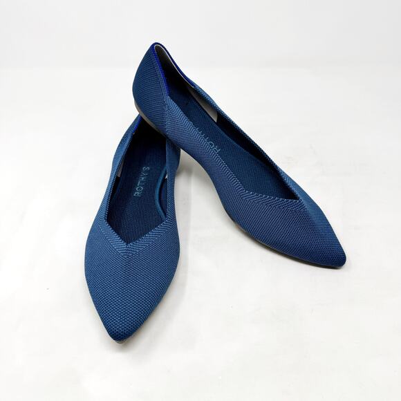 [Rothy’s] The Point Deep Ocean Blue Slip On Washable Ballet Flats Like New 10.5 - Picture 4 of 12